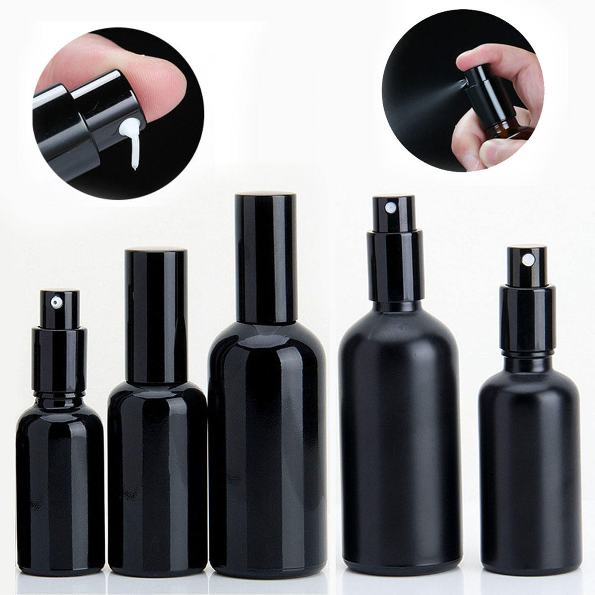 Misting Bottle Fine - Botol Kaca Kosong Hitam 10ml hingga