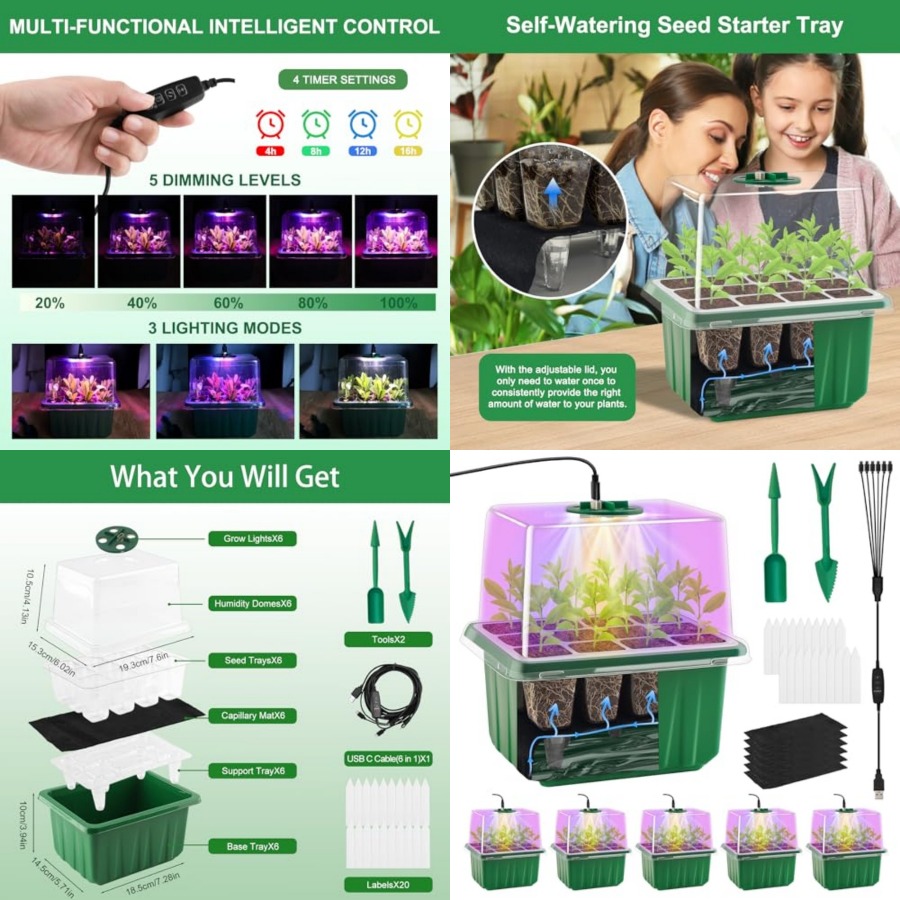 Baki Semai Benih dengan Lampu, - Humidity Dome Kit ulasan dan harga