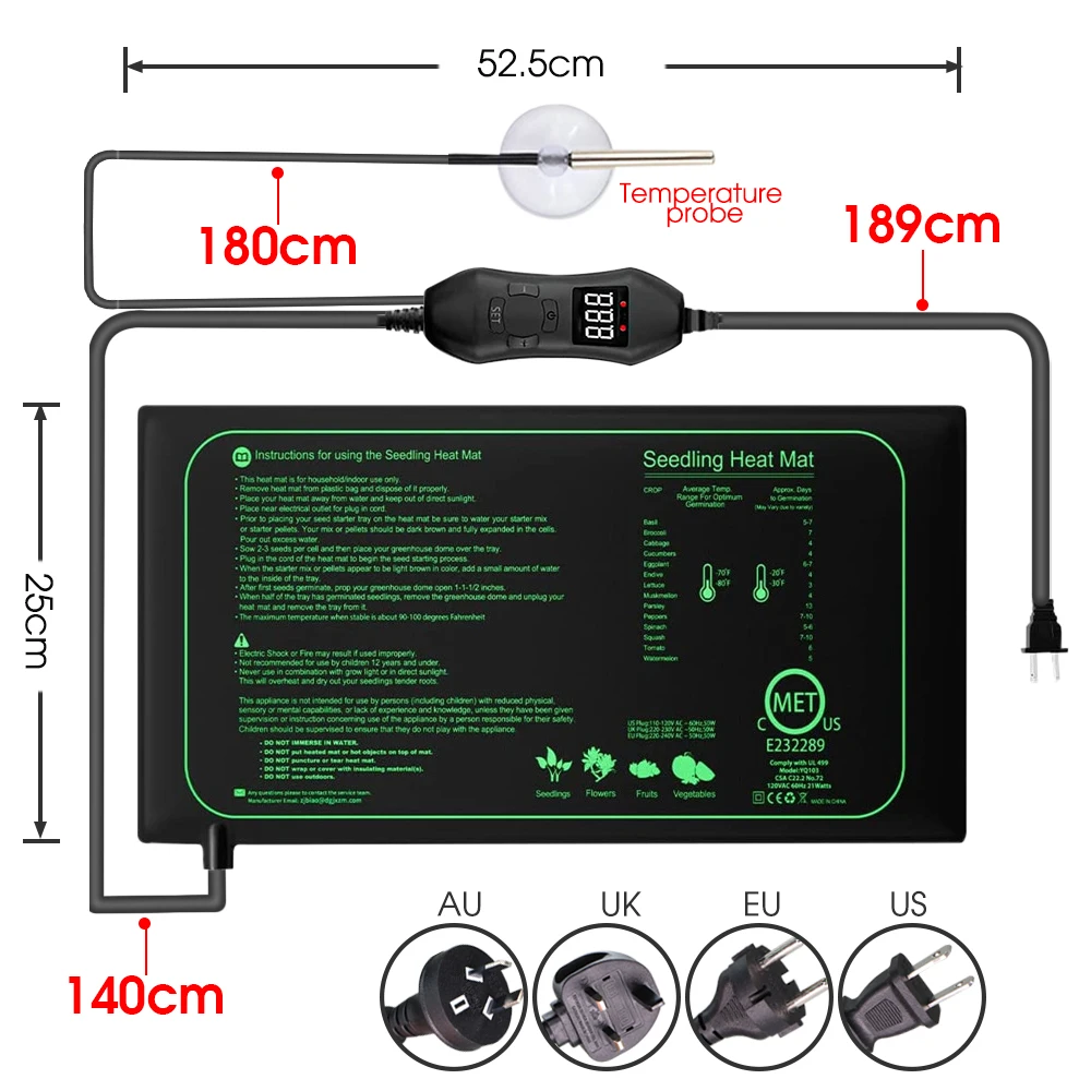Alas pemanas bibit tanaman, 50 - Heat Mat Seedling ulasan dan harga
